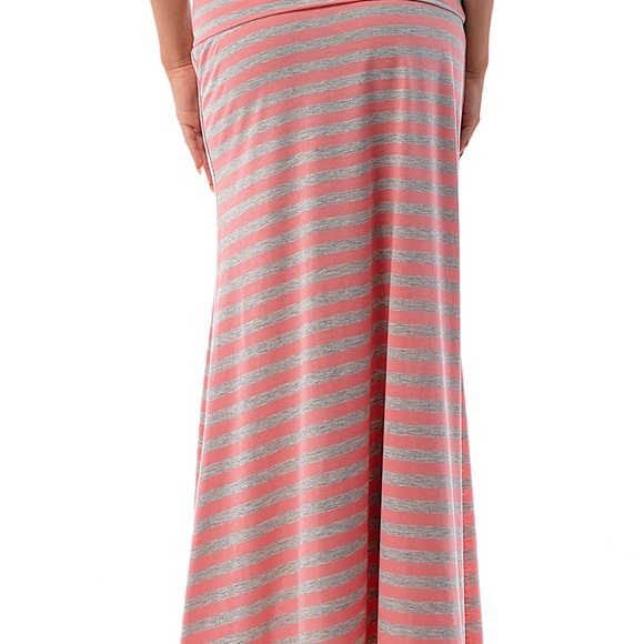 Charcoal & Coral Striped Maxi Skirt | MADE IN USA - Picture 4 of 5